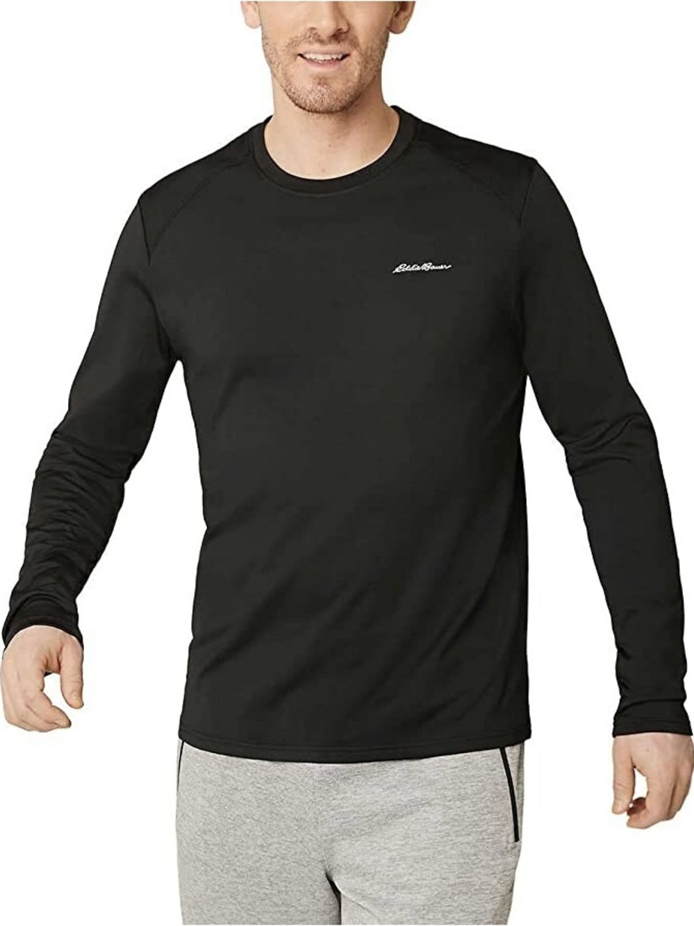 Eddie Bauer Free Dry Solid Black Long Sleeve Crewneck Shirt